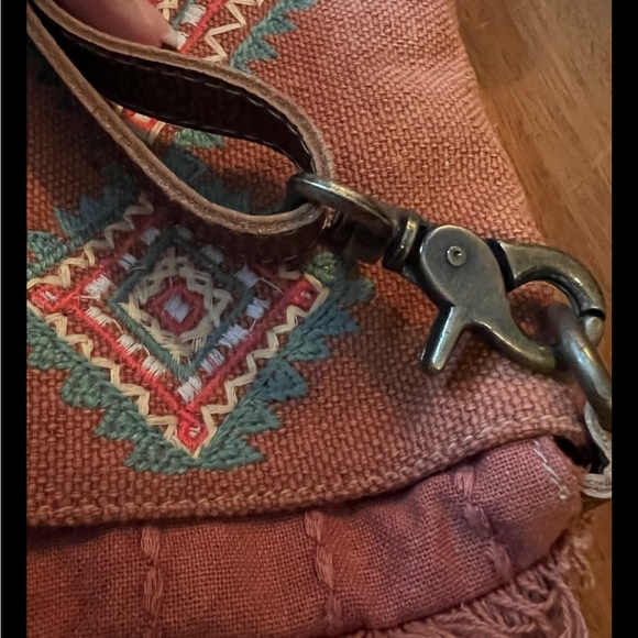 MYRA BAG Desert Trail Small Crossbody Bag Boho Fringe Rose Blue - Picture 9 of 9